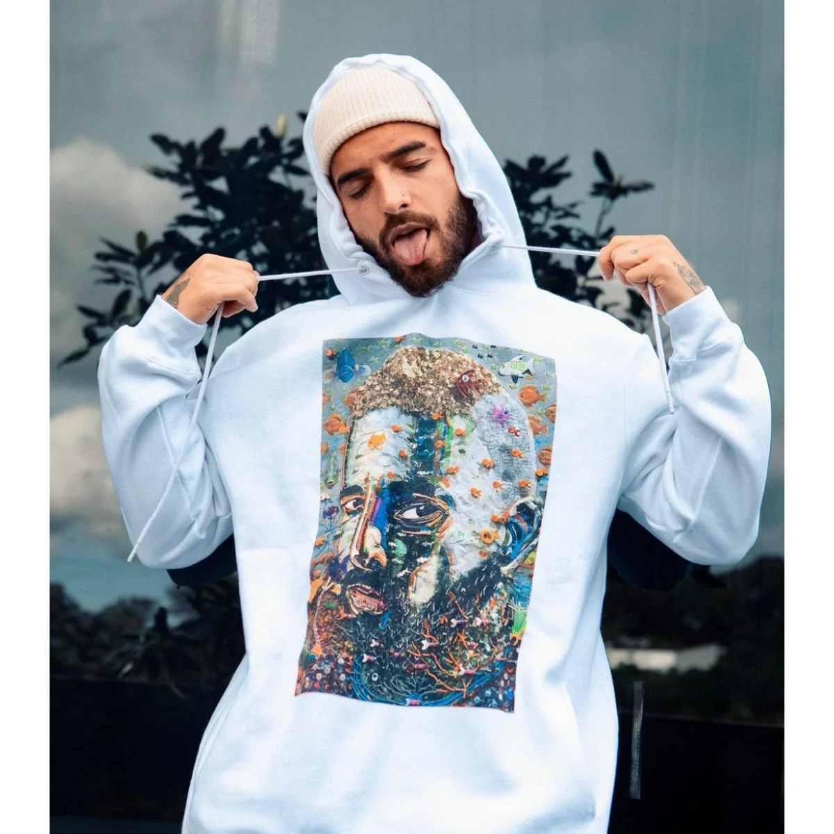 Maluma - #7DJ Portrait White Hoodie - Image 2