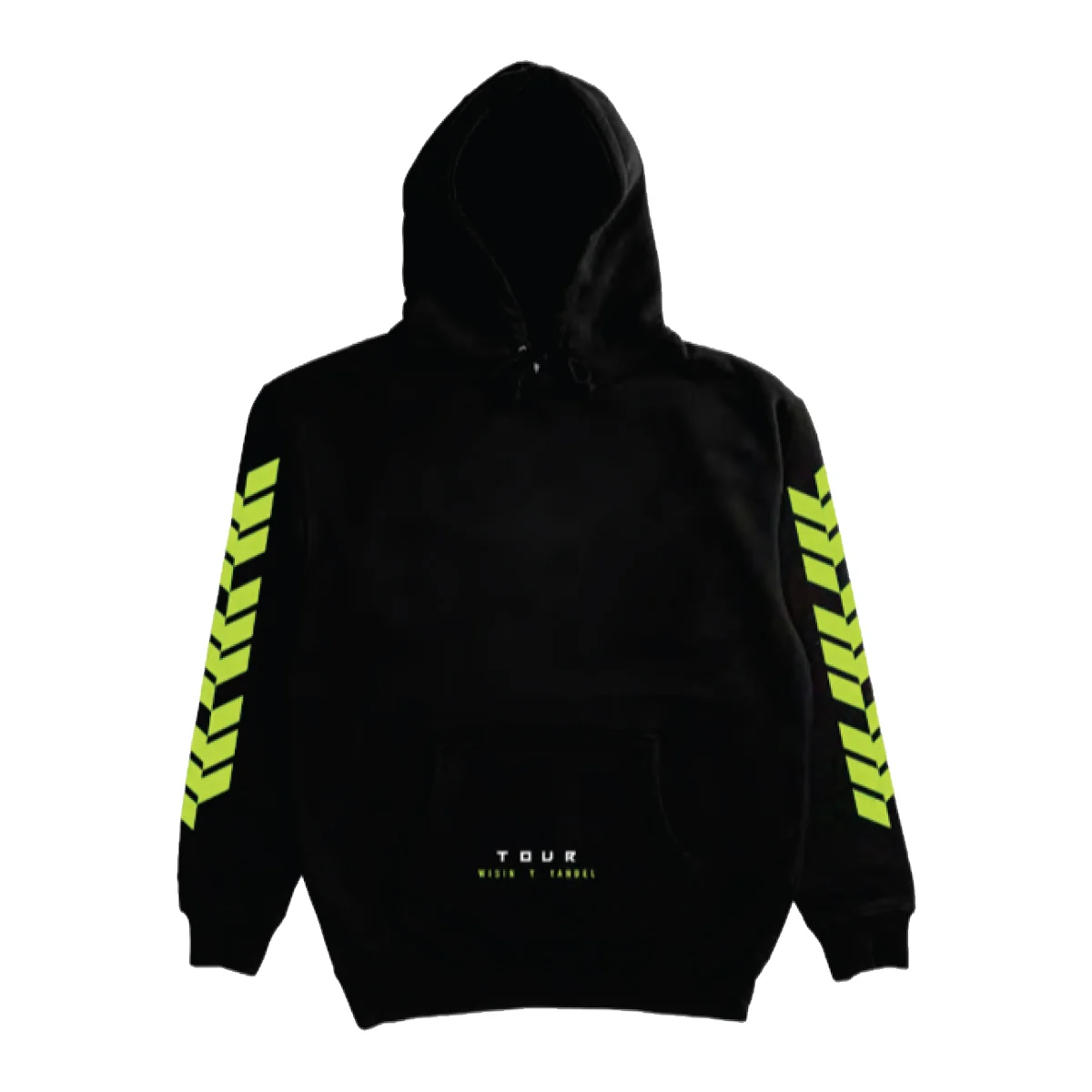WISIN Y YANDEL YELLOW TEXT BLACK TOUR PULLOVER HOOD